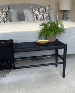 Black Woven bench made in Colombia. Designed by helecho collective 