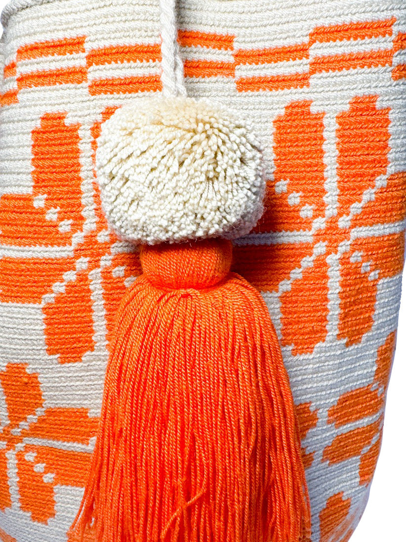 Two-tone Wayuú Mochila in Orange Threat