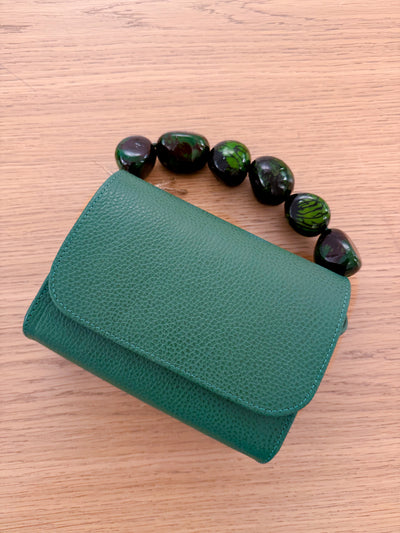 Green Nica Tagua Leather Bag by Sabbai