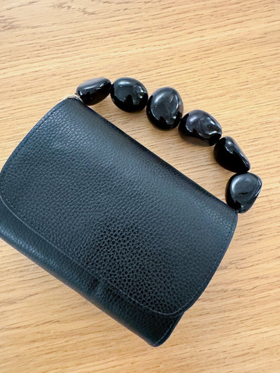 Black Nica Tagua Leather Bag by Sabbai