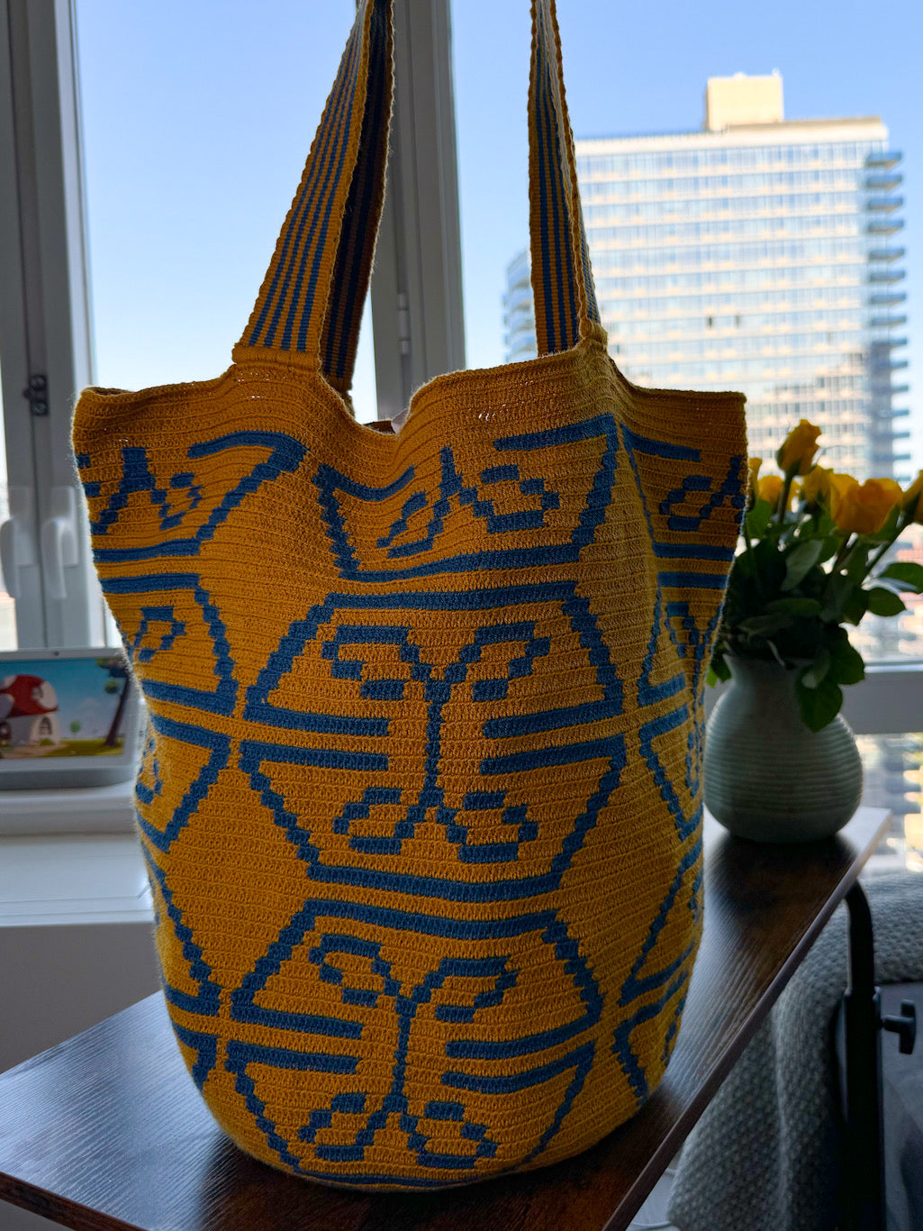 Two-tone Wayuú Mochila in Cotton Threat