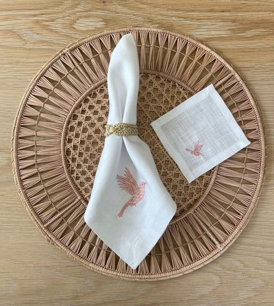 Hummingbird Embroidery Napkin and Coaster  by Helecho