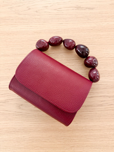 Burgundy Nica Tagua Leather Bag by Sabbai