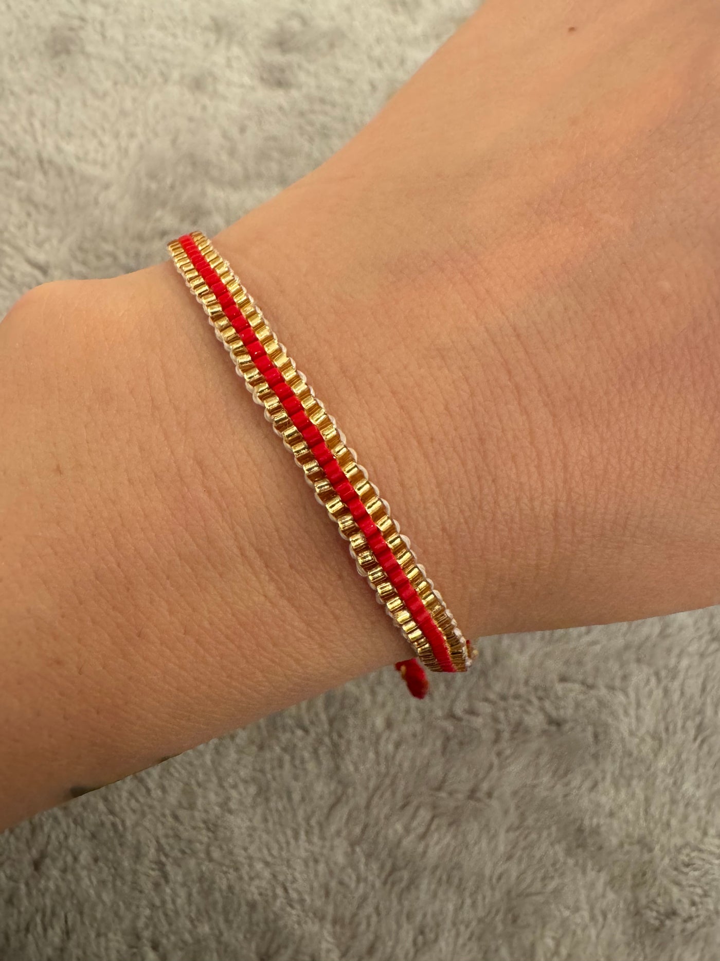 Santa Marta Beaded Bracelet Gold | Red