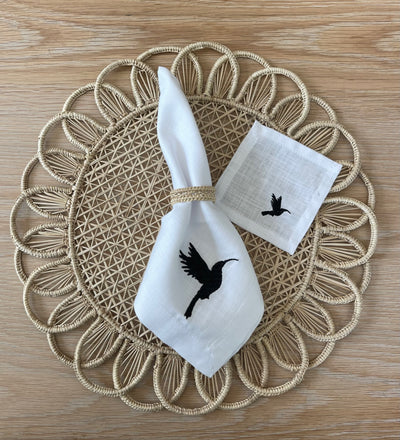 Hummingbird Embroidery Napkin and Coaster  by Helecho