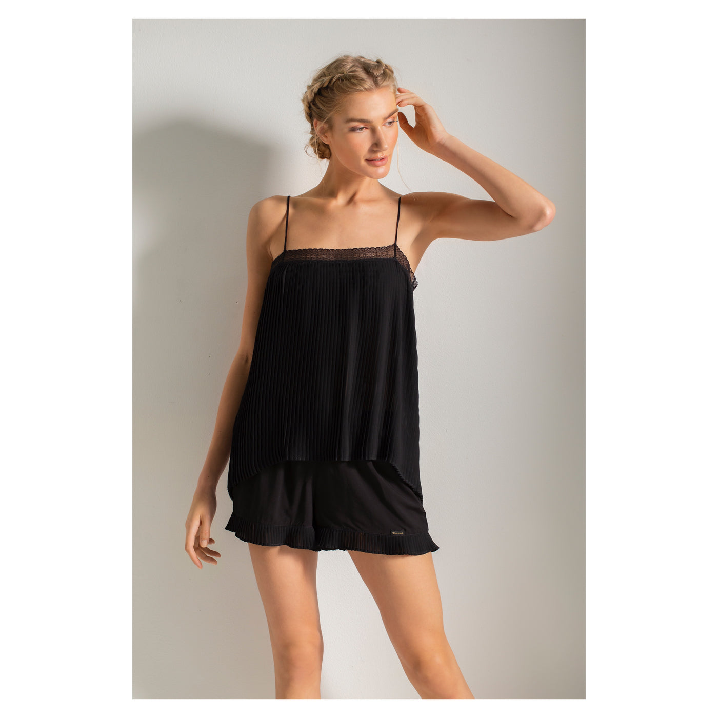 Linen Black Pajama with Shorts by Touché