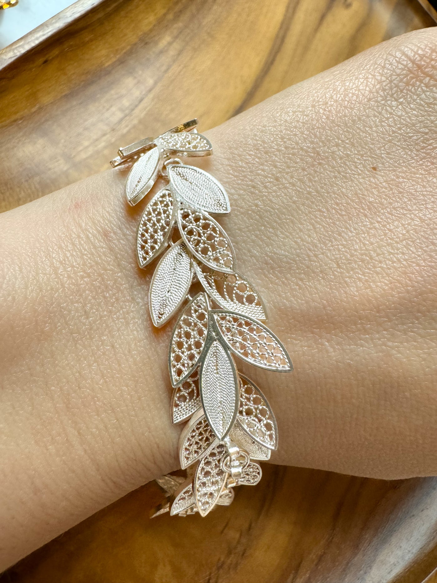 Filigree Bracelet with Leaves