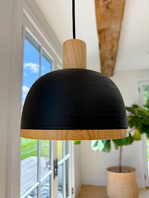 Hanging Lamp Made from Carved Wood