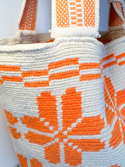 Two-tone Wayuú Mochila in Orange Threat