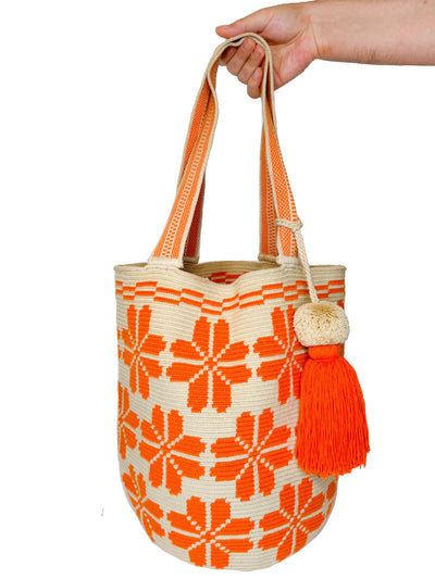 Two-tone Wayuú Mochila in Orange Threat