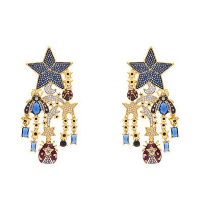 Ethereal Crystal Blue Earrings by Senda