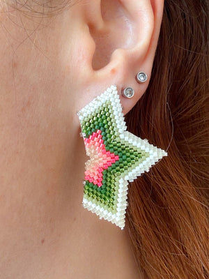 Beaded Mini Star Earrings by Pi Project