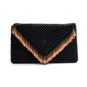 Black Waterfall Beaded Clutch by JETLAGMODE