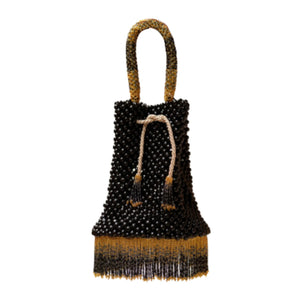 Black Waterfall Beaded Handbag by JETLAGMODE