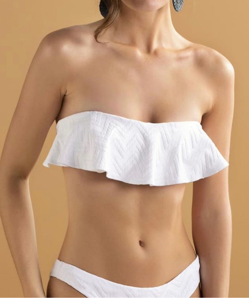 Ruffled White Bikini by Touche