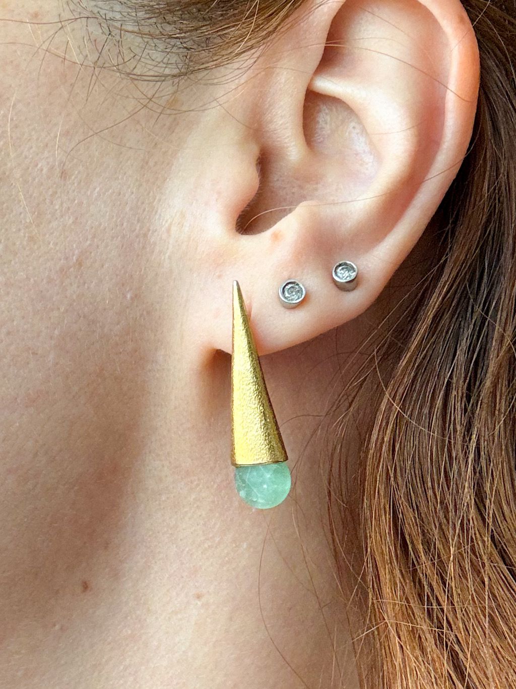 Cone Earrings with Jade by Pi Project