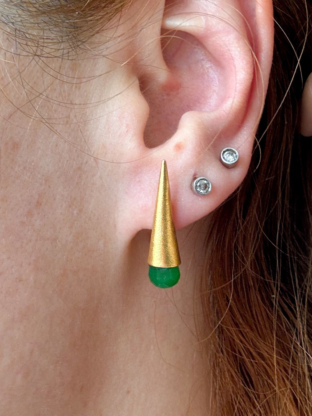 Cone Earrings with Jade by Pi Project