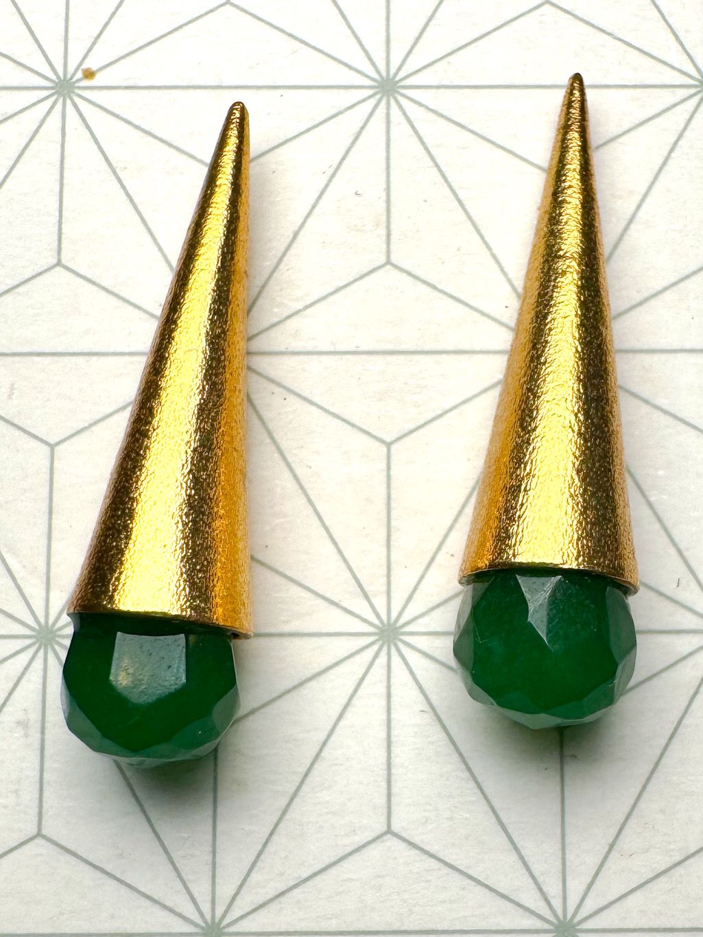 Cone Earrings with Jade by Pi Project