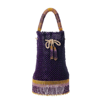 Eggplant Waterfall Beaded Handbag by JETLAGMODE