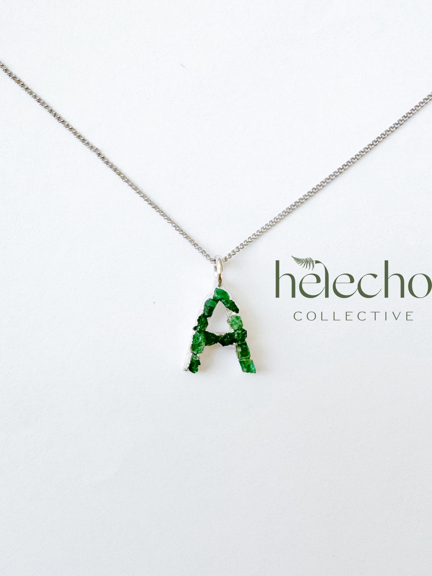 Letter Charm with Raw Emeralds by Fenomena