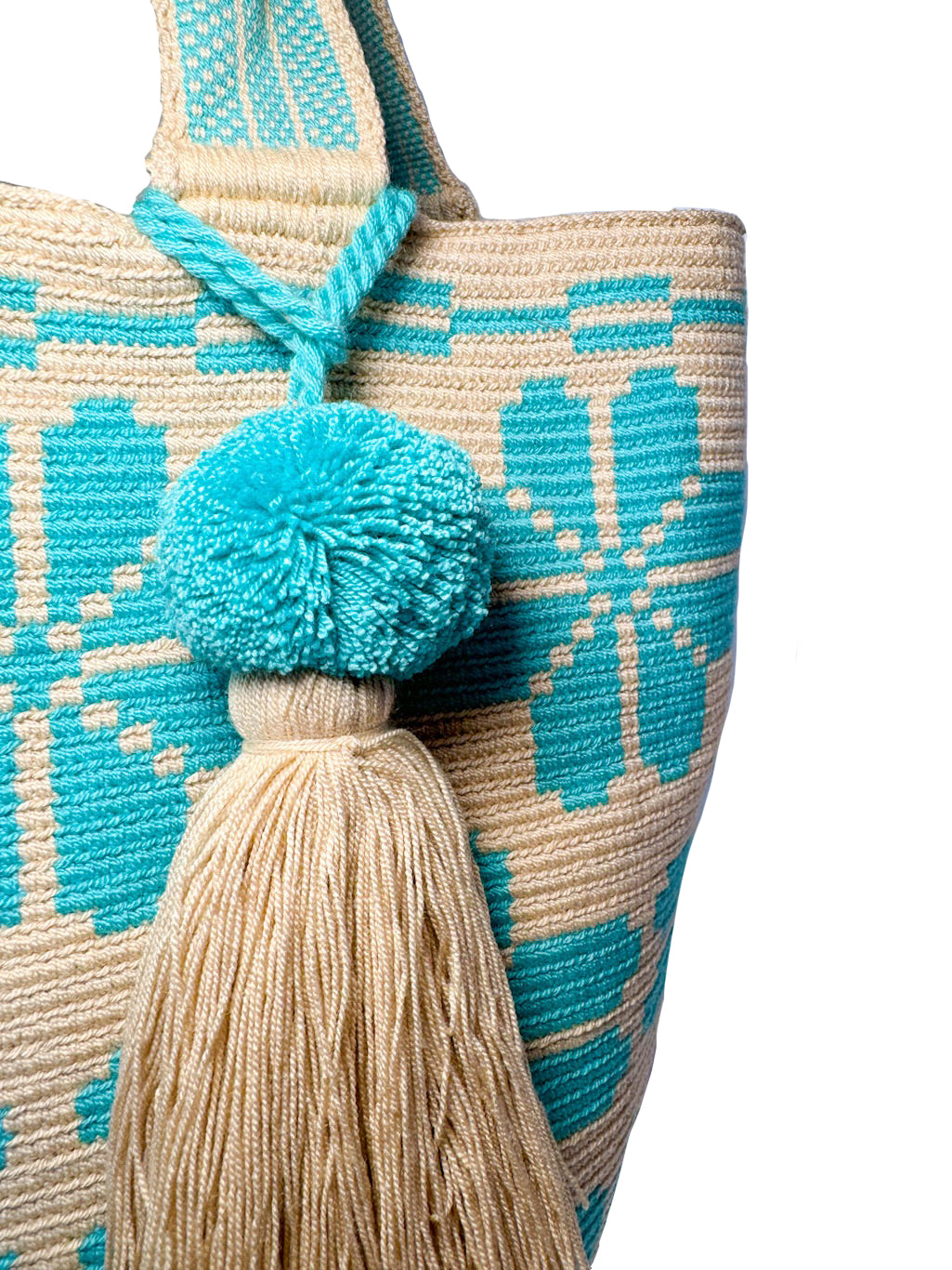 Two-tone Wayuú Mochila in Aqua Threat