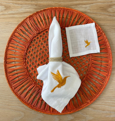 Hummingbird Embroidery Napkin and Coaster  by Helecho