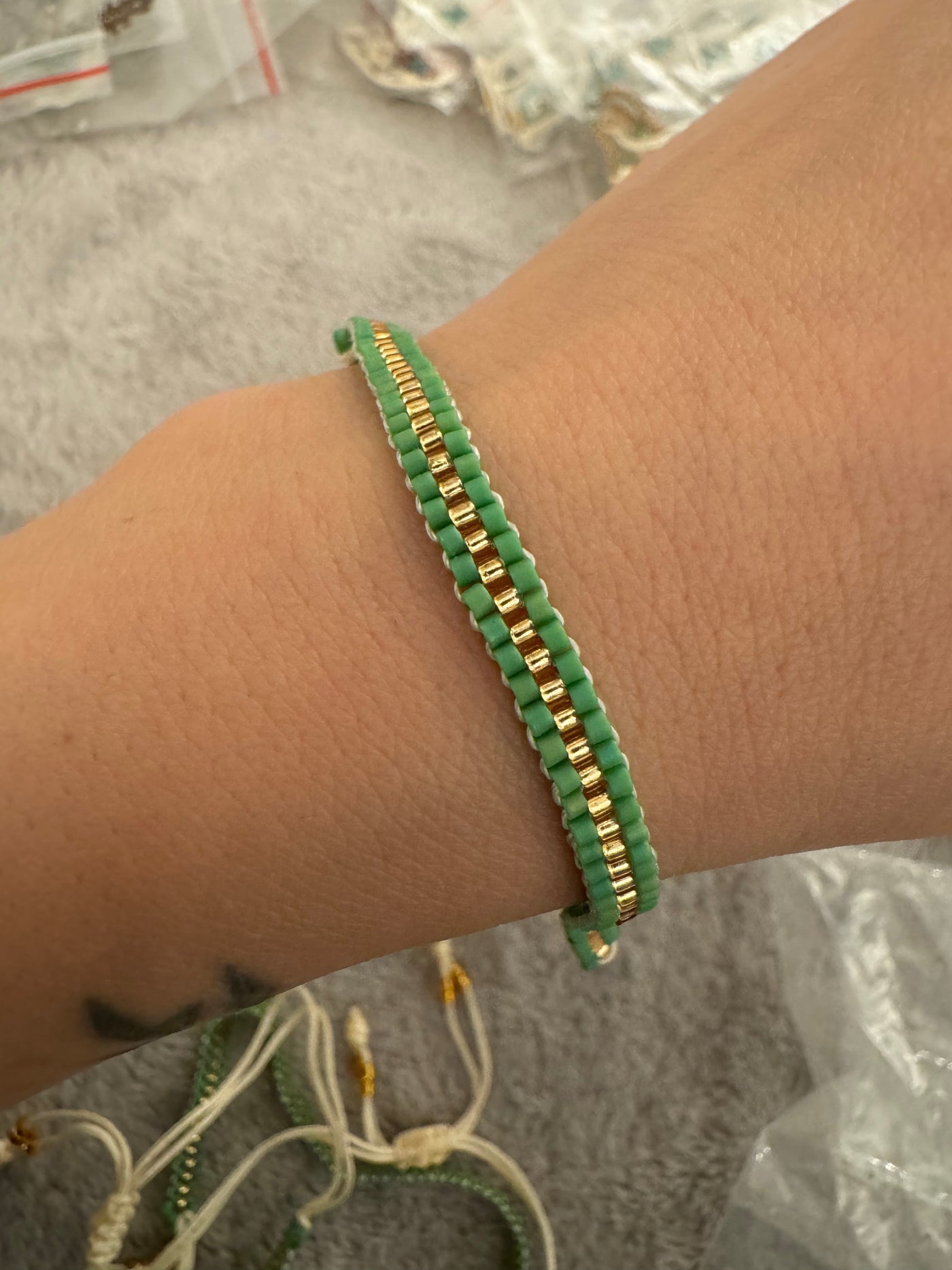 Santa Marta Beaded Bracelet Green | Gold