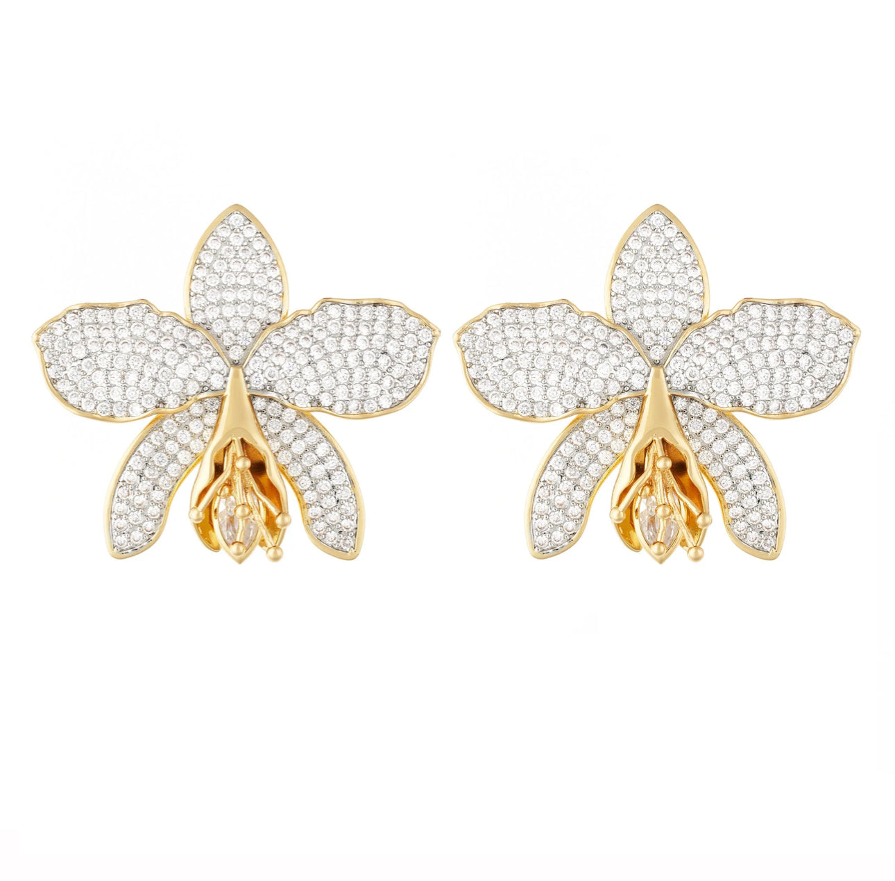 CRYSTAL CATLEYA ORCHID EARRINGS BY SENDA