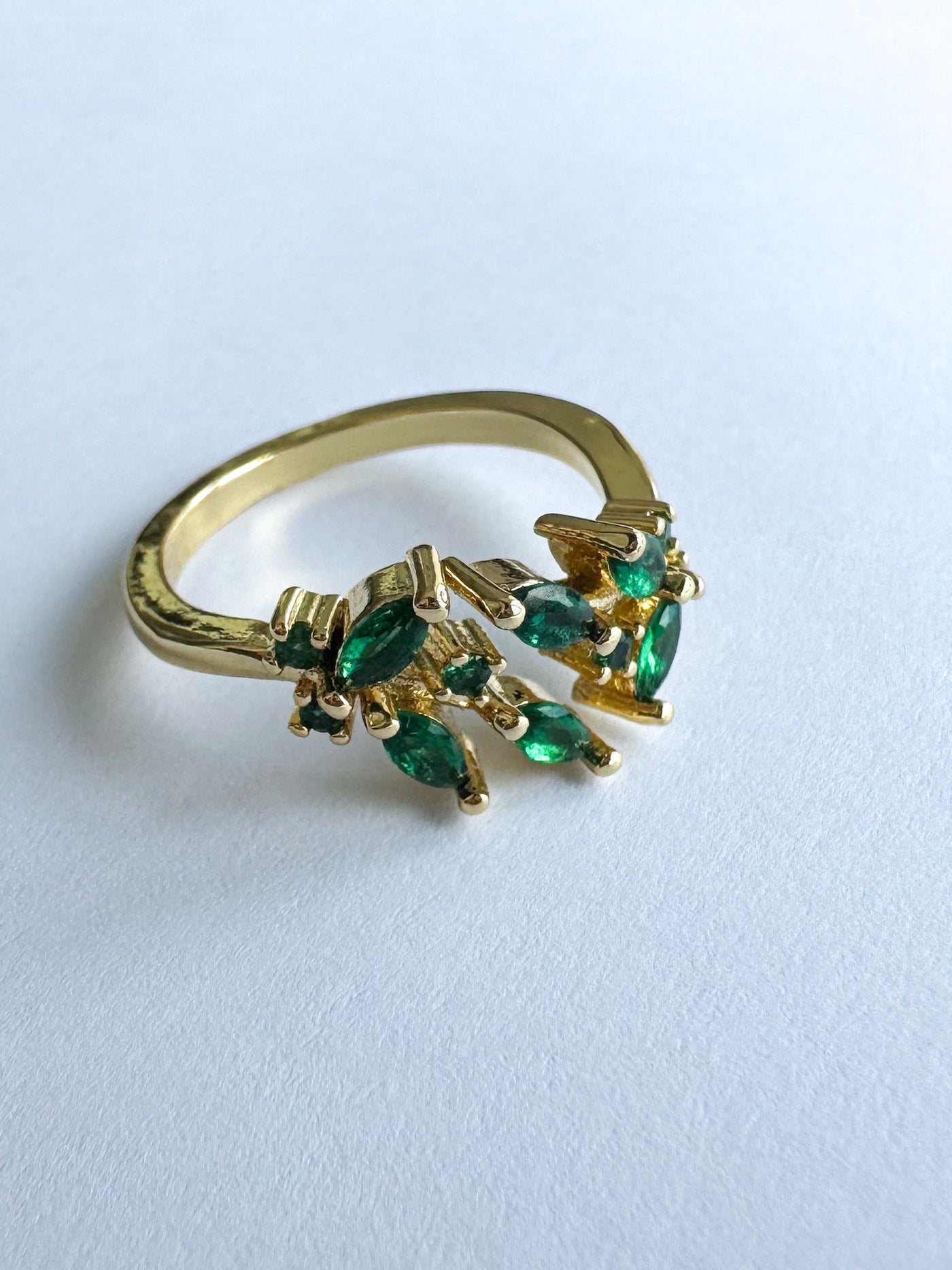 Leaf Ring with Lab Emeralds by Bichota