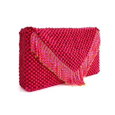 Pink Waterfall Beaded Clutch by JETLAGMODE