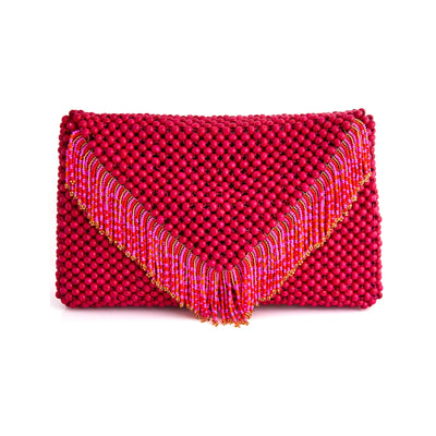 Pink Waterfall Beaded Clutch by JETLAGMODE