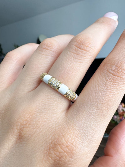 Ring Band with White Enamel by Bichota