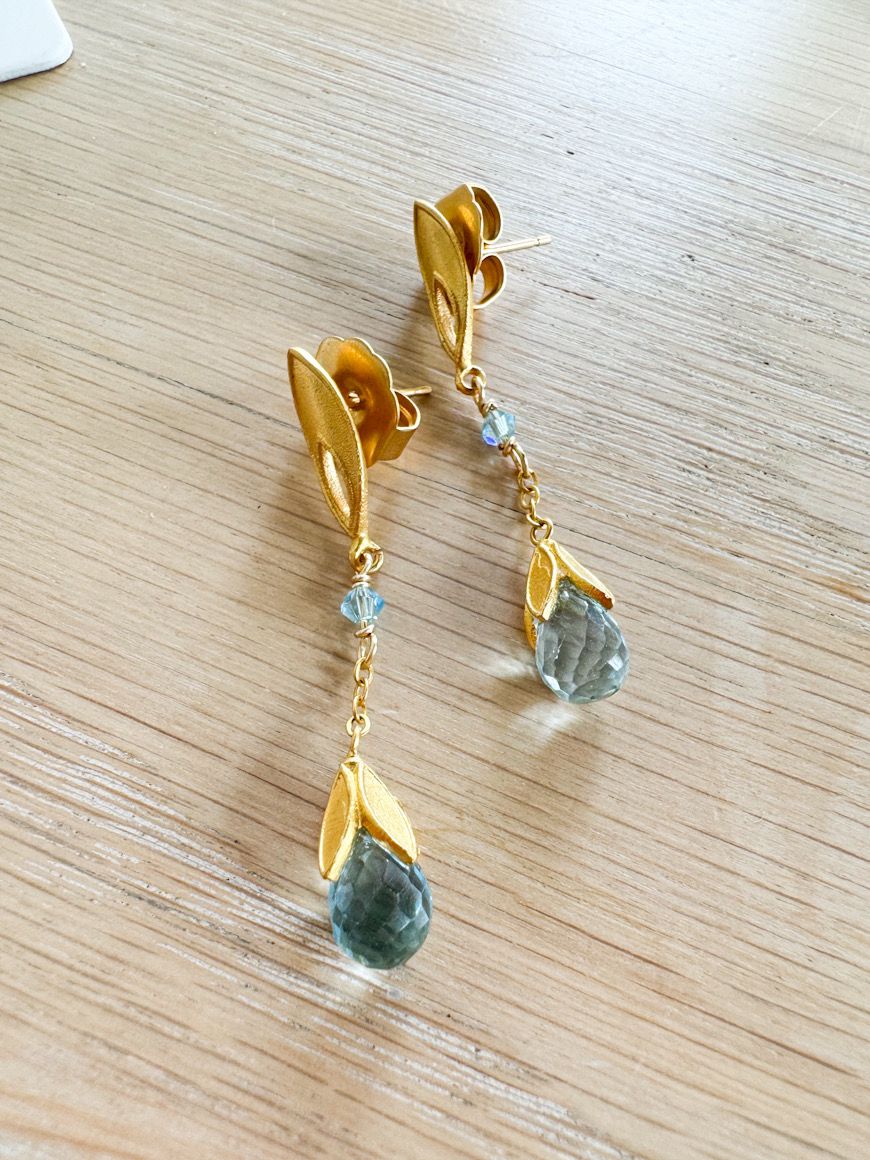 Blue Topaz Bud Pendants by Durando Atelier