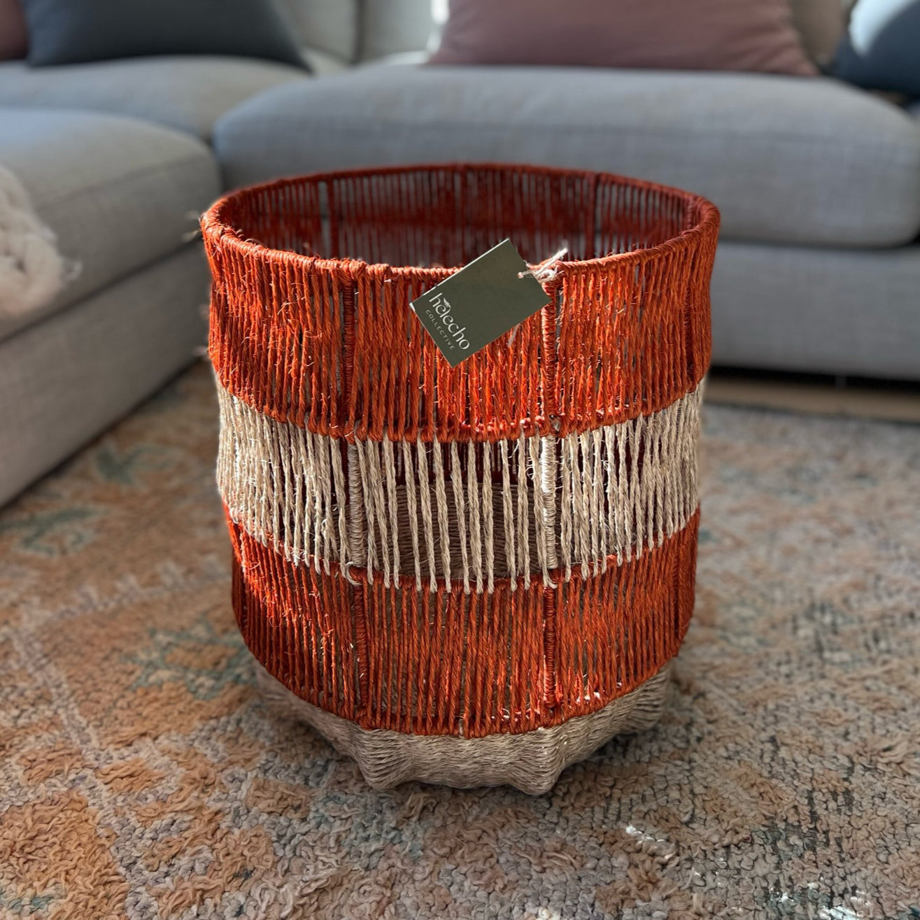 Santander Basket - Straight Weave - Medium Terracotta