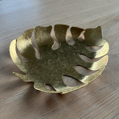 Palm Leaf Hammered Bronze Trays - Set of 3