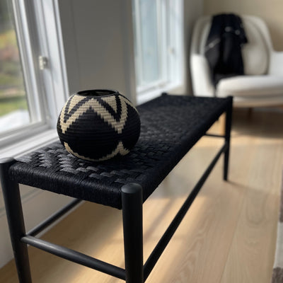 Natural Woven and Wood Bench