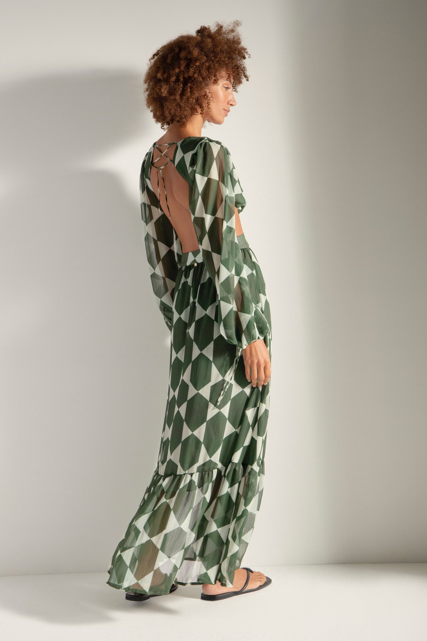 Green Print Sexy Dress